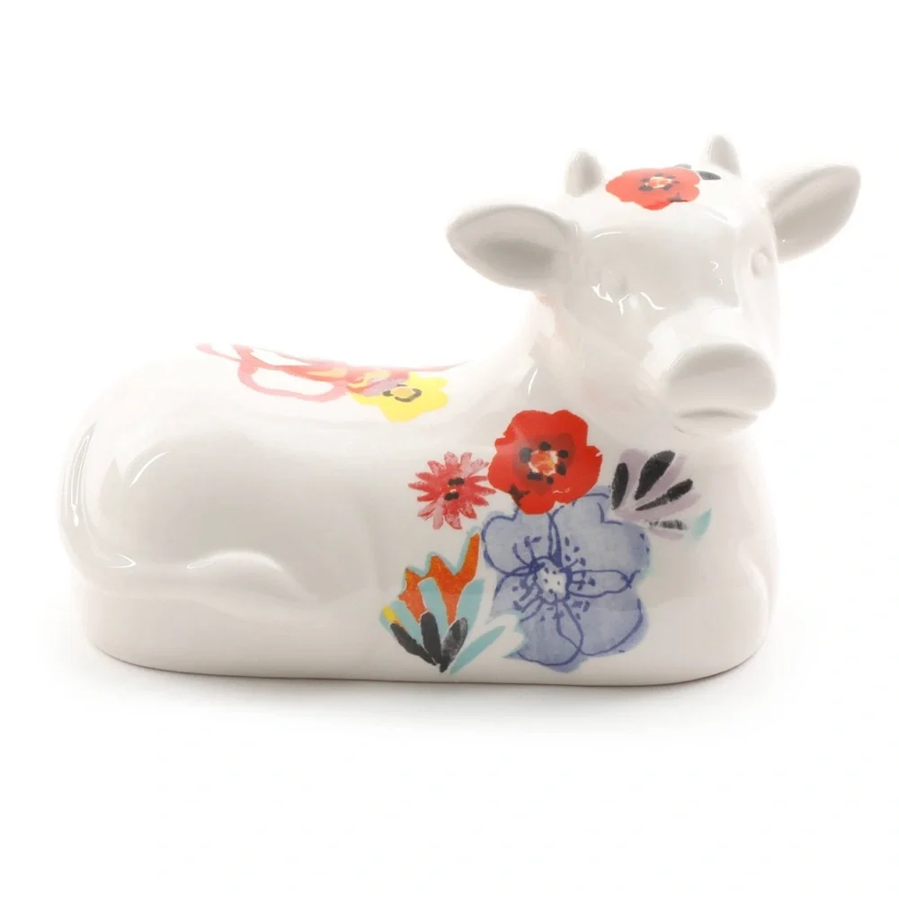 The Pioneer Woman Flea Market Red Decorated 6.5" Cow Butter Dish NEW - Picture 4 of 5
